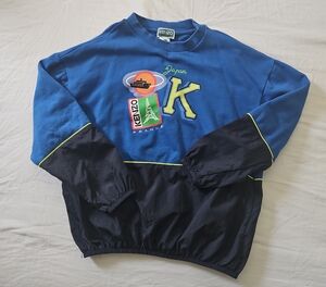Kenzo Blue & Black Kids Logo Pullover Sweatshirt with Neon Trim